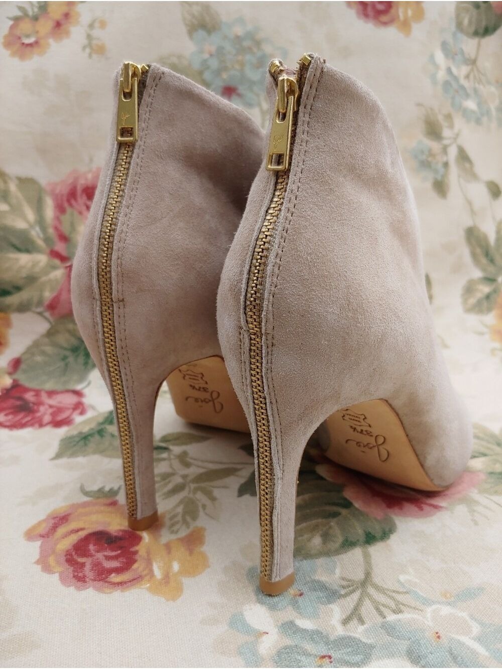 Joie Jadyn Pointed-Toe Suede Ankle Booties in Light Taupe Women's 37.5 US 7.5 - Picture 6 of 16